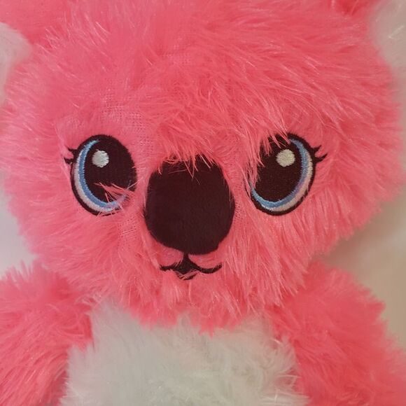 Super Soft Goffa Neon Pink Koala Bear Plush 12" Stuffed Animal Blue Eyes - Picture 2 of 6